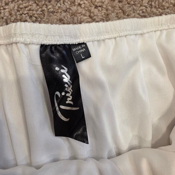 Trixxi white strapless maxi dress ruffled chest detail, removable belt sz L - Picture 4 of 6